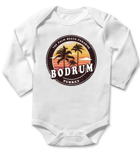 Bodrum Turkey Vintage Beach Design Long Sleeve Baby One-Piece