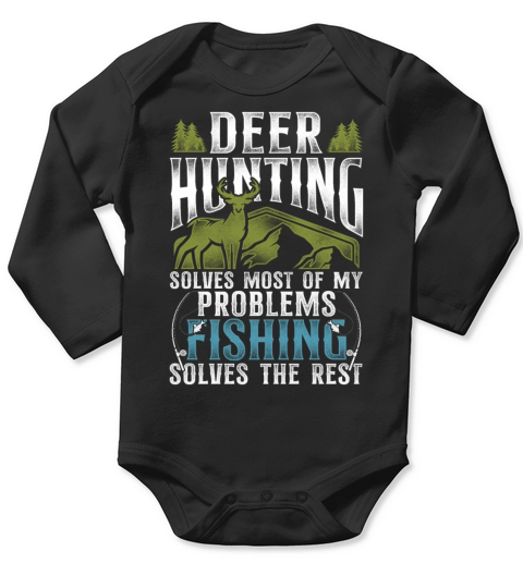 Buck Deer Hunting Hunter Fishing Long Sleeve Baby One-Piece