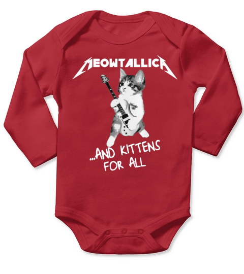 Cat Play Guitar Meowtallica and kittens for all shirt Long Sleeve Baby One-Piece