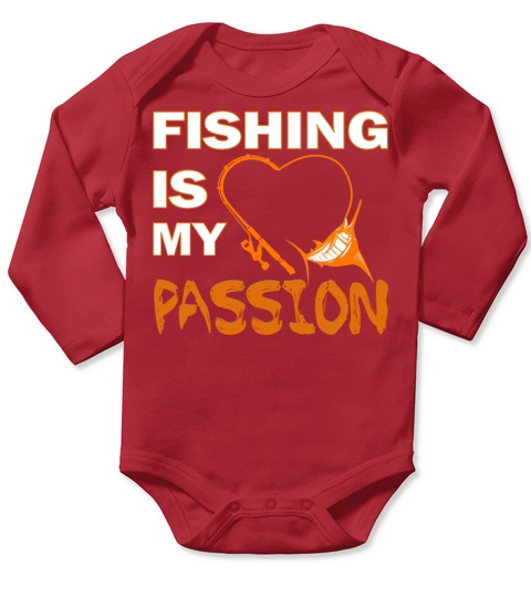 FISHING IS MY PASSION HEART ROD FISH Long Sleeve Baby One-Piece