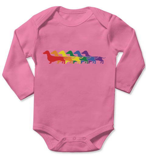Gay Pride Rainbow Dachshunds (Shorthair) T-Shirt Long Sleeve Baby One-Piece