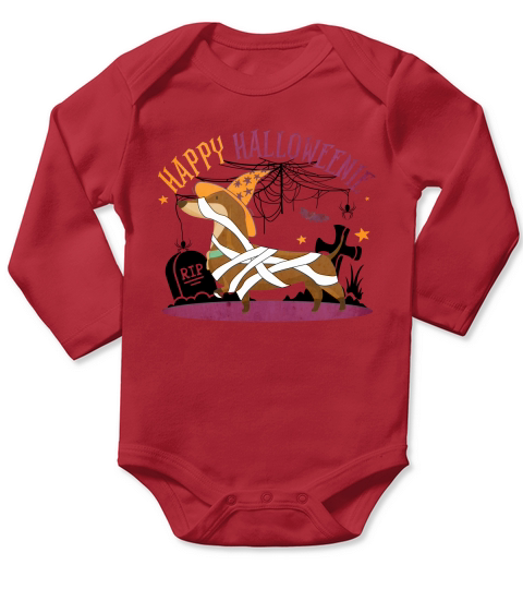 Happy Halloweenie Dachshund Halloween Long Sleeve Baby One-Piece