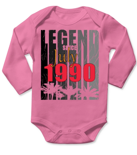 July 1990 birthday greeting retro design Long Sleeve Baby One-Piece