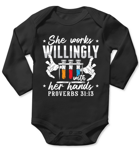 Lab Tech She Works Willingly Laboratory Technician Long Sleeve Baby One-Piece