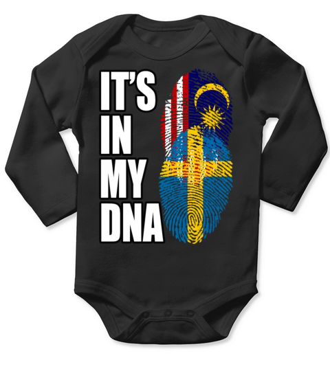 Malaysian And Swedish Mix Heritage DNA Flag Long Sleeve Baby One-Piece