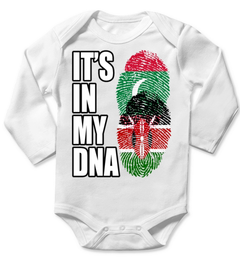 Maldivian And Kenyan Mix Heritage DNA Flag Long Sleeve Baby One-Piece