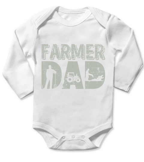 Mens Farmer Dad Shirt Farm Farming Fathers Day Gift Tractor Long Sleeve Baby One-Piece