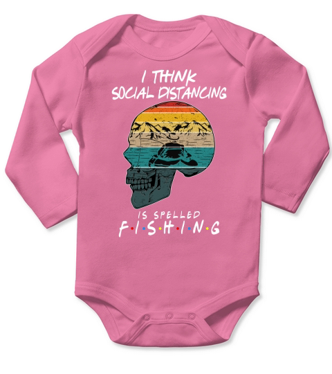 Nice Skull I Think Social Distancing Is Spelled Fishing 2020 Long Sleeve Baby One-Piece