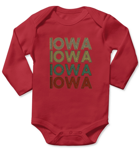 Retro America State Flag Vintage Iowa Long Sleeve Baby One-Piece
