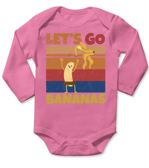 Retro Lets Bananas Funny Strip Banana Long Sleeve Baby One-Piece