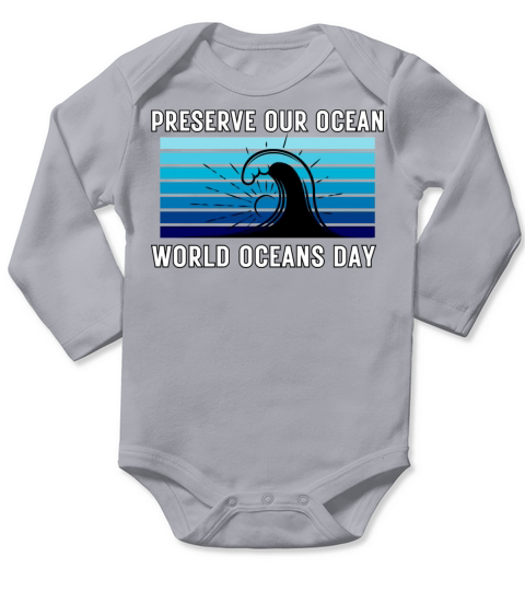 Retro Vintage World Oceans Day Preserve Our Ocean Long Sleeve Baby One-Piece