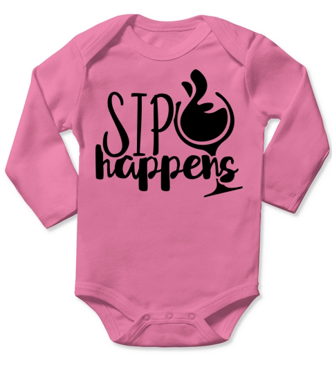 Sip Happens Long Sleeve Baby One-Piece