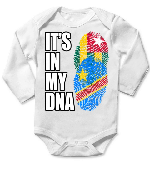Togolese And Congolese Mix Heritage DNA Flag Long Sleeve Baby One-Piece