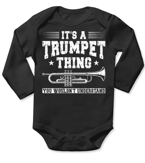 Trumpet Player Vintage Its A Long Sleeve Baby One-Piece