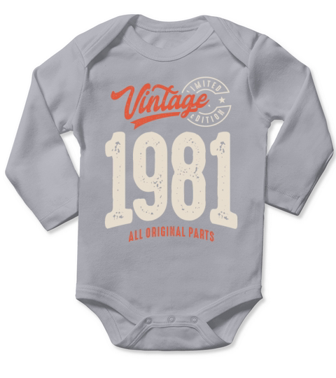 Vintage Born in 1981 - 41st Birthday Retro Long Sleeve Baby One-Piece