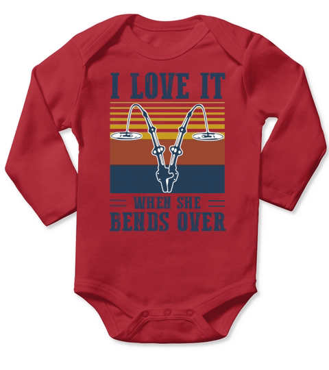 Vintage fishing I love it when she bends over Long Sleeve Baby One-Piece