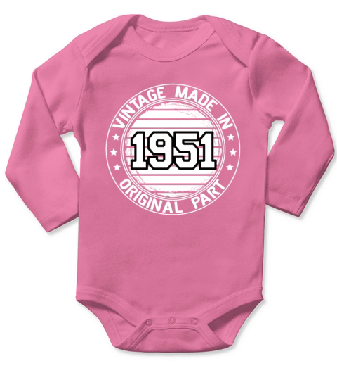 Vintage Made In 1951 Original Part Birthday 1951 Long Sleeve Baby One-Piece