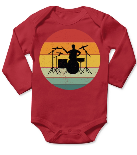 Vintage Retro Drums Vintage Music Long Sleeve Baby One-Piece
