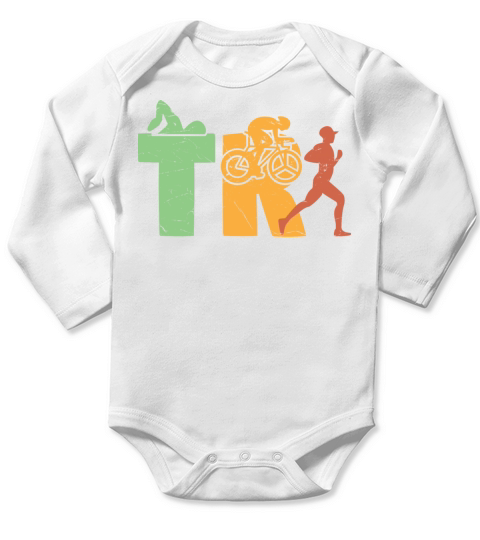 Vintage Triathlon Triathlete Long Sleeve Baby One-Piece