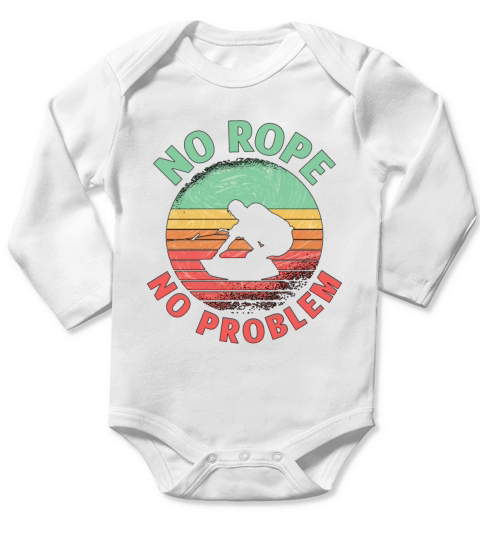 Wakeboard No Rope No Problem Retro Wakeboarder Long Sleeve Baby One-Piece