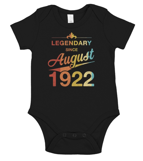 100th Birthday 100 Year Old Born August 1922 Gift Short Sleeve Baby One-Piece