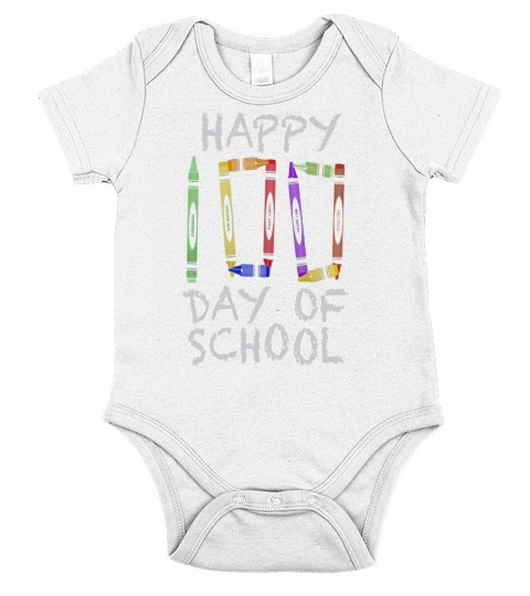 100th Day of School Shirt Crayon 100 for Teacher or Child Short Sleeve Baby One-Piece