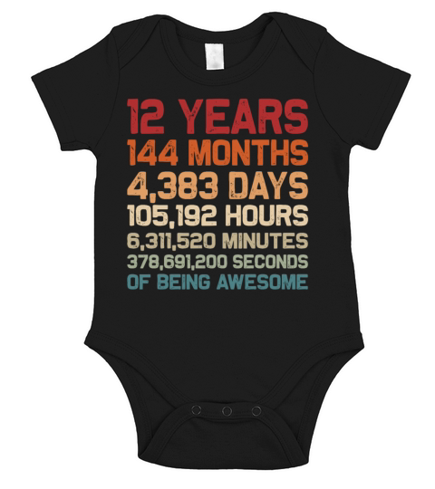 12 Years of Being Awesome Vintage 12th Birthday Short Sleeve Baby One-Piece