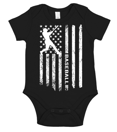 American Flag Baseball Player Vintage USA Flag Short Sleeve Baby One-Piece