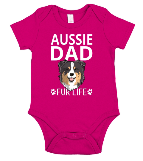 Aussie Dad Fur Life Dog Fathers Day Gift Pun Hund T-Shirt Short Sleeve Baby One-Piece