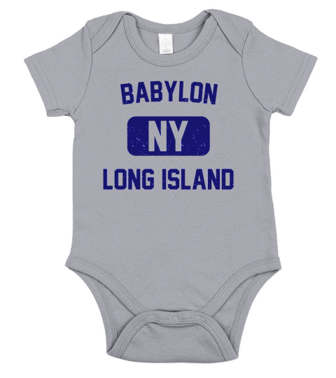 Babylon Long Island NY Distressed Print Retro Phys Ed Navy Blue Print Short Sleeve Baby One-Piece