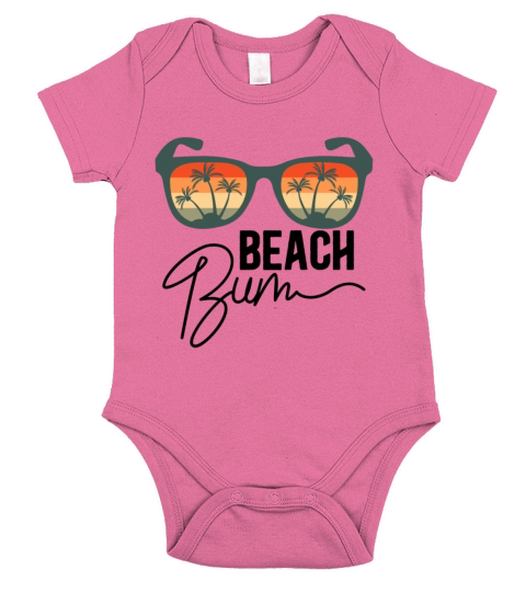 Beach Bum Vintage Sunset Sunglasses Palm Trees Short Sleeve Baby One-Piece
