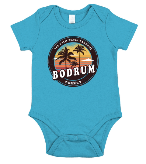 Bodrum Turkey Vintage Beach Design Short Sleeve Baby One-Piece