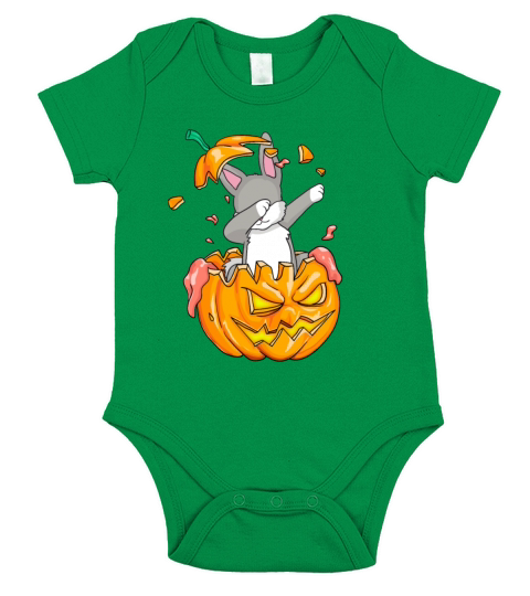 Bunny Dabbing Halloween T-Shirt Pumpkin Dab Gift Short Sleeve Baby One-Piece