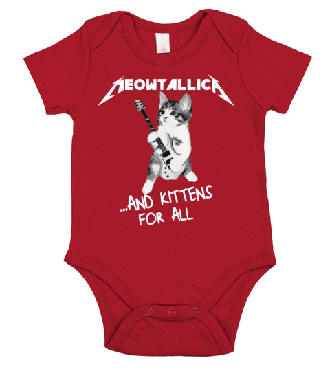 Cat Play Guitar Meowtallica and kittens for all shirt Short Sleeve Baby One-Piece