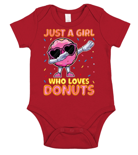 Dabbing Just a Girls Who Loves Donuts - Funny Short Sleeve Baby One-Piece