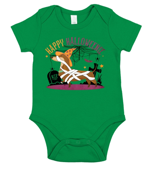 Happy Halloweenie Dachshund Halloween Short Sleeve Baby One-Piece