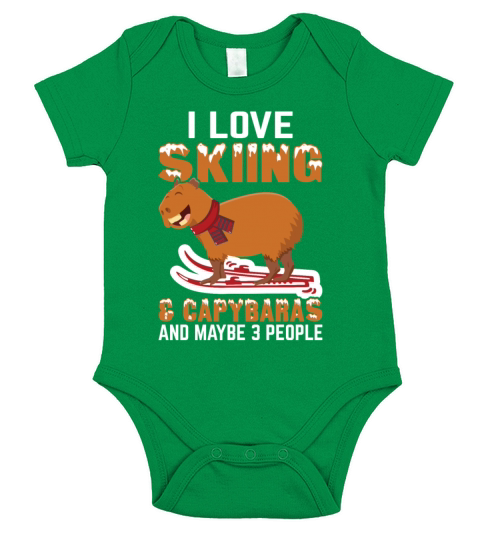 I Love Skiing and Capybaras and Maybe 3 People Short Sleeve Baby One-Piece