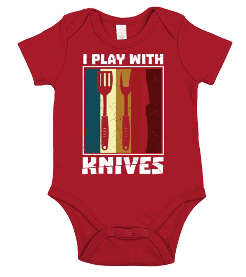 I Play With Knives Vintage Distressed BBQ Short Sleeve Baby One-Piece