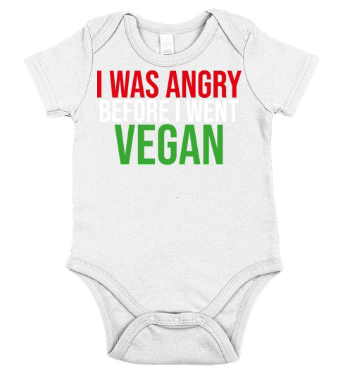 I Was Angry Before I Went Vegan Funny Vegetarian Short Sleeve Baby One-Piece