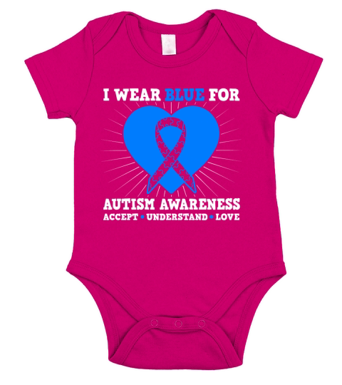 I Wear Blue For Autism Awareness - Accept Short Sleeve Baby One-Piece