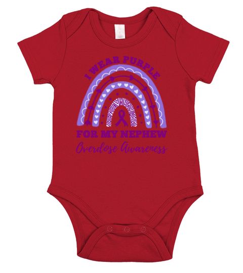 I Wear Purple For My Nephew Overdose Awareness Short Sleeve Baby One-Piece
