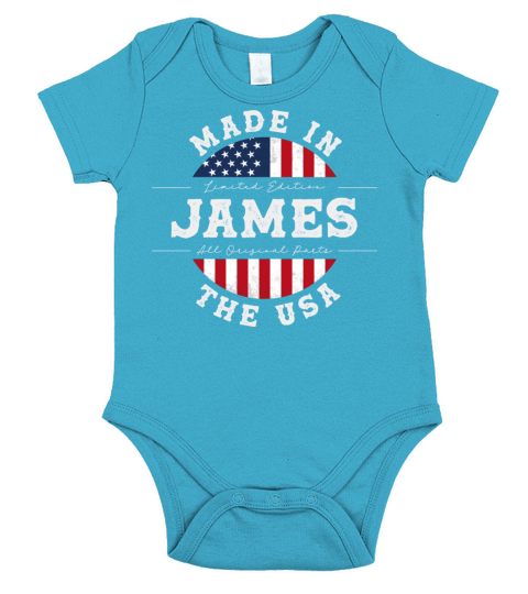 James Name Patriotic American Made in The USA Short Sleeve Baby One-Piece
