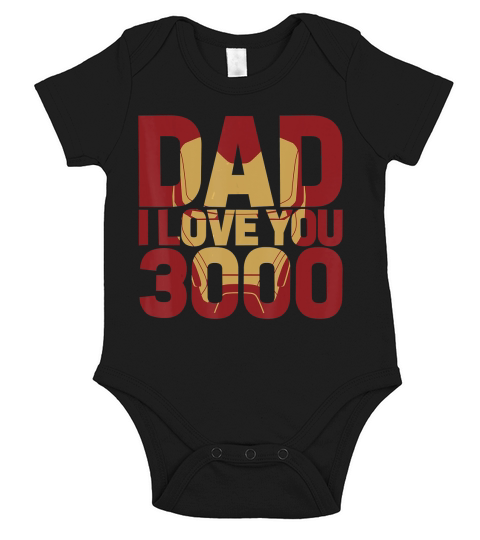 Marvel Iron Man Dad I Love You 3000 Text Fill Fathers Day T-Shirt Short Sleeve Baby One-Piece