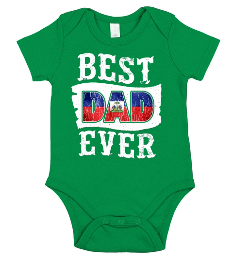 Mens Best Dad Ever Father Day Haitian Flag H Short Sleeve Baby One-Piece