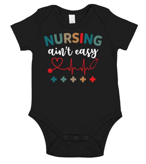 Nursing Aint Easy Vintage Sarcastic Nurse Short Sleeve Baby One-Piece