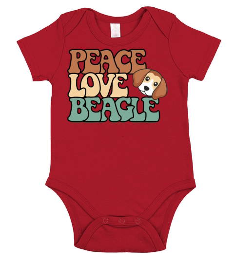Peace Love Beagle BOHO With Vintage Font Short Sleeve Baby One-Piece