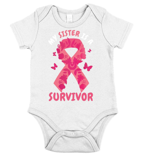 Sister Is A Survivor Pink October Breast Cancer Short Sleeve Baby One-Piece