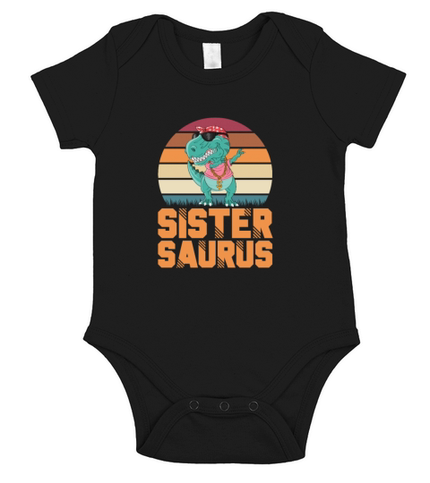 Sister Saurus Retro Vintage Short Sleeve Baby One-Piece