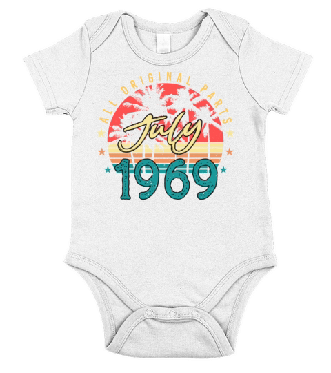 Vintage 1969 July Short Sleeve Baby One-Piece