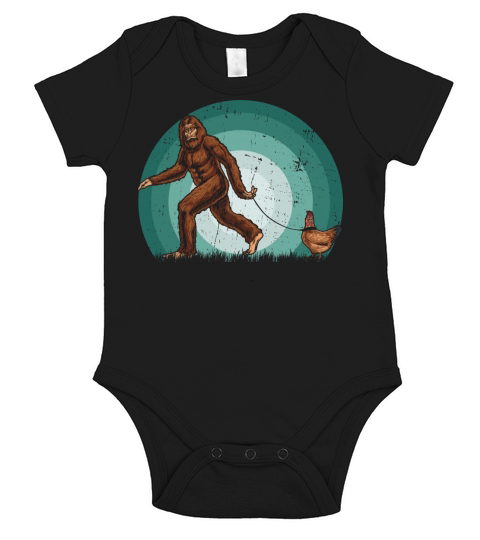 Vintage Silhouette Bigfoot Sasquatch Chicken Lover Short Sleeve Baby One-Piece